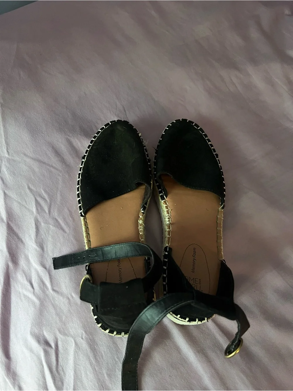 Time and Tru Black Espadrille Ankle-Strap Sandals